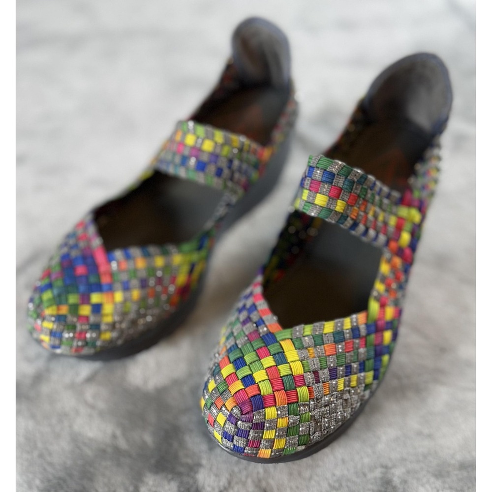 Y&M Shoes Womens EU 38, US 7.5-8 Multicolor Gray Woven Mary Jane Platform Wedge